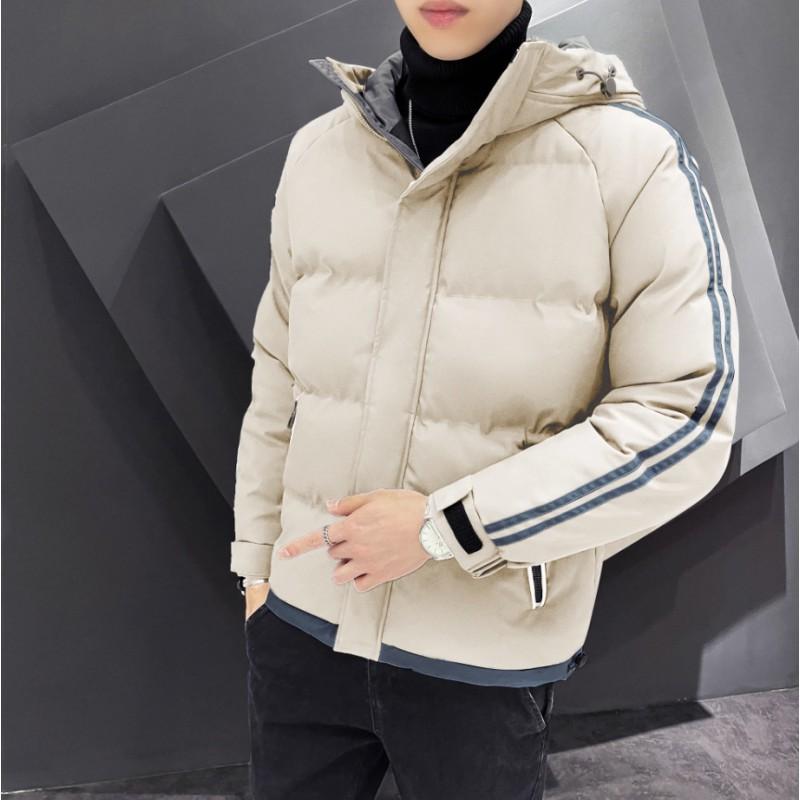Mens Hooded Cotton Puffer Jacket Loose Fit Winter Warm Outerwear Streetwear Casual Coat