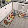 Bauernhof Hahn Küchenmatten-Set Rustikaler Hahnen-Druck Rutschfeste Waschbare Bodenmatte Für Küchen-Dekoration