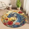 Dragon and Rose Style Flannel-printed round floor mats are slip-resistant Suitable living room bedroom terrace garden carpets