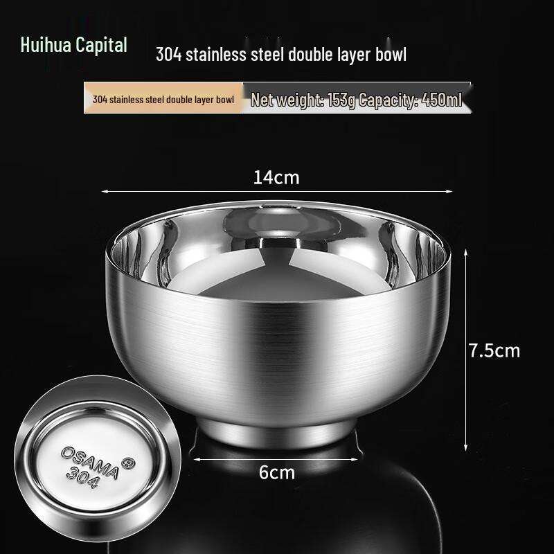 HUIHUADU Double-Layer 304 Stainless Steel Insulated Bowl