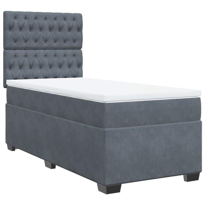 Maison Exclusive - Sommier à lattes de lit et matelas Gris foncé 80x200 cm Velours