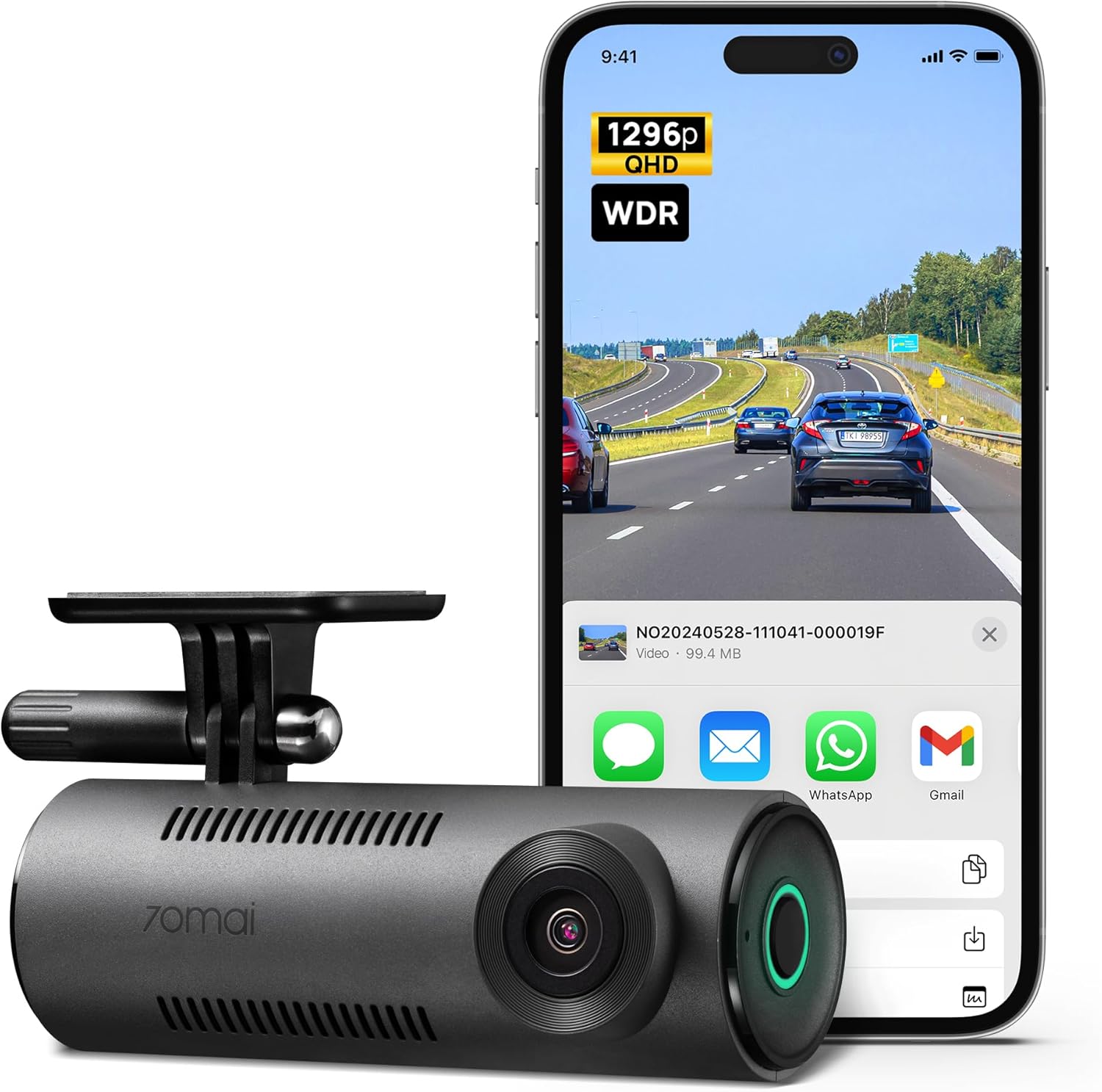 

Автомобільна камера Cam M310 1296P QHD, Ширококутний об єктив 130°, WDR, Нічне бачення, Керування через додаток WiFi, SD-карта 32 ГБ United States