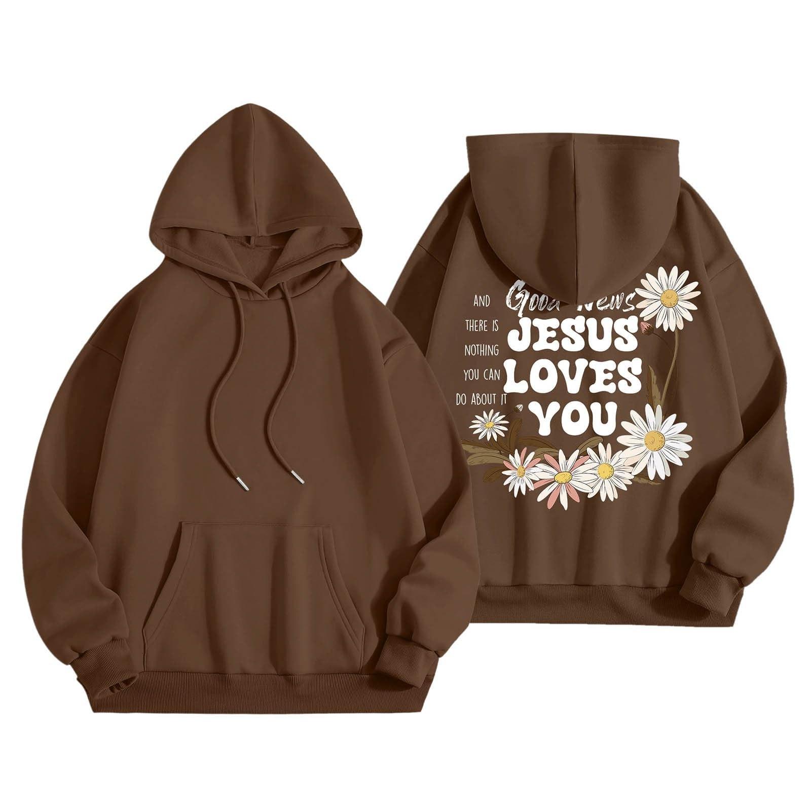 Женский повседневный модный спортивный костюм с принтом, повседневная толстовка с капюшоном и длинными рукавами S коричневый