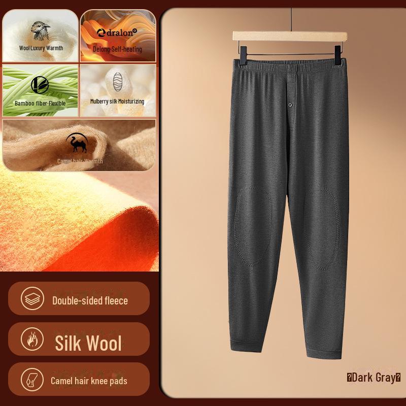 

Мужские леггинсы из верблюжьей шерсти и шелка с наколенниками — теплые, однотонные, на осень/зиму 3XL (83-95 kg)