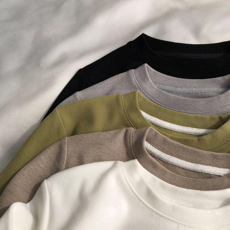 Dámský sametový top s dlouhým rukávem s výšivkou slona - Kulatý výstřih, Volný střih