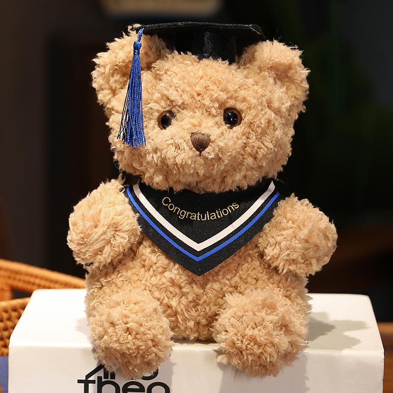 Cartoon Doctor's Clothing Teddy Bear Doll Plush Toy Small Sitting Bear Doll Boys Girls Soft Students Graduation Gift Home Decor