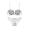 Elegant Lace Underwire Bra Set for Women - Seamless, Beautiful Back Design, Small Bust Enhancing, Soft Steel Ring Support.