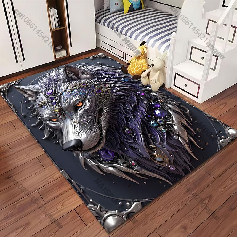 Majestic Wolf Adorned with Jewels Carpet Yoga Living Room Room Decor Children's Crawling Mat Doormat Area Rug Games Mat