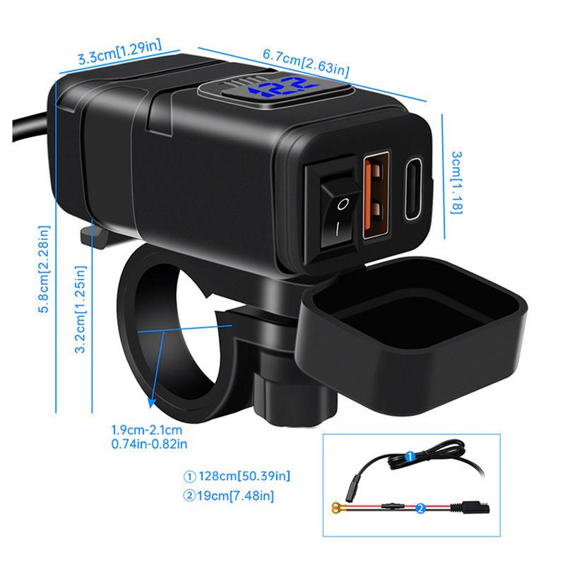 Motorcycle Phone Charger USB C Motor USB Fast Charger Motorcycle USB Charger With USB Type C For Phone Tablet GPS Boats