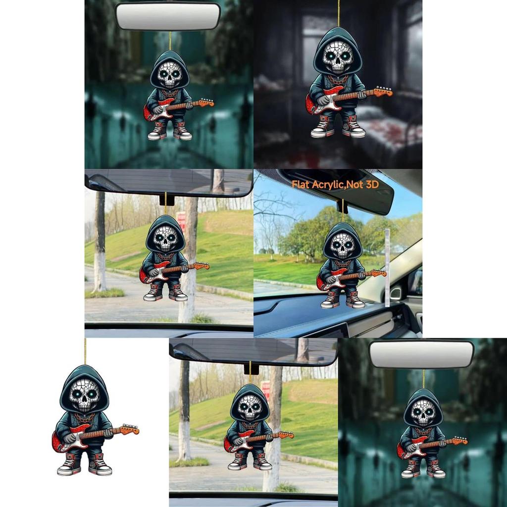 Cartoon Skull Car Ornament With Acrylic Construction For Halloween And Auto Accessories