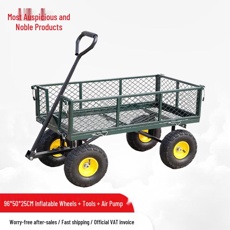 Folding Flatbed Hand Cart with Mesh Sides