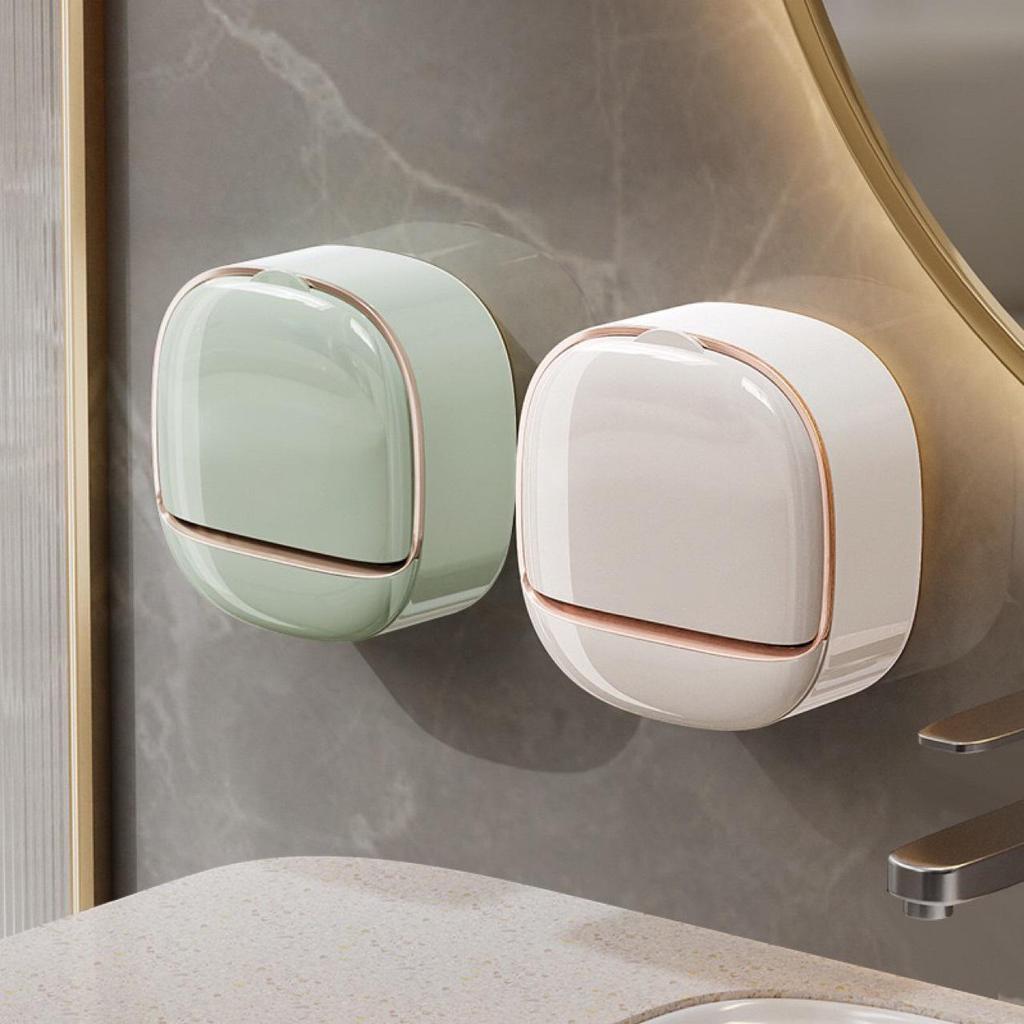 Punch-Free Wall-Mounted Soap Holder with Drain for Bathroom