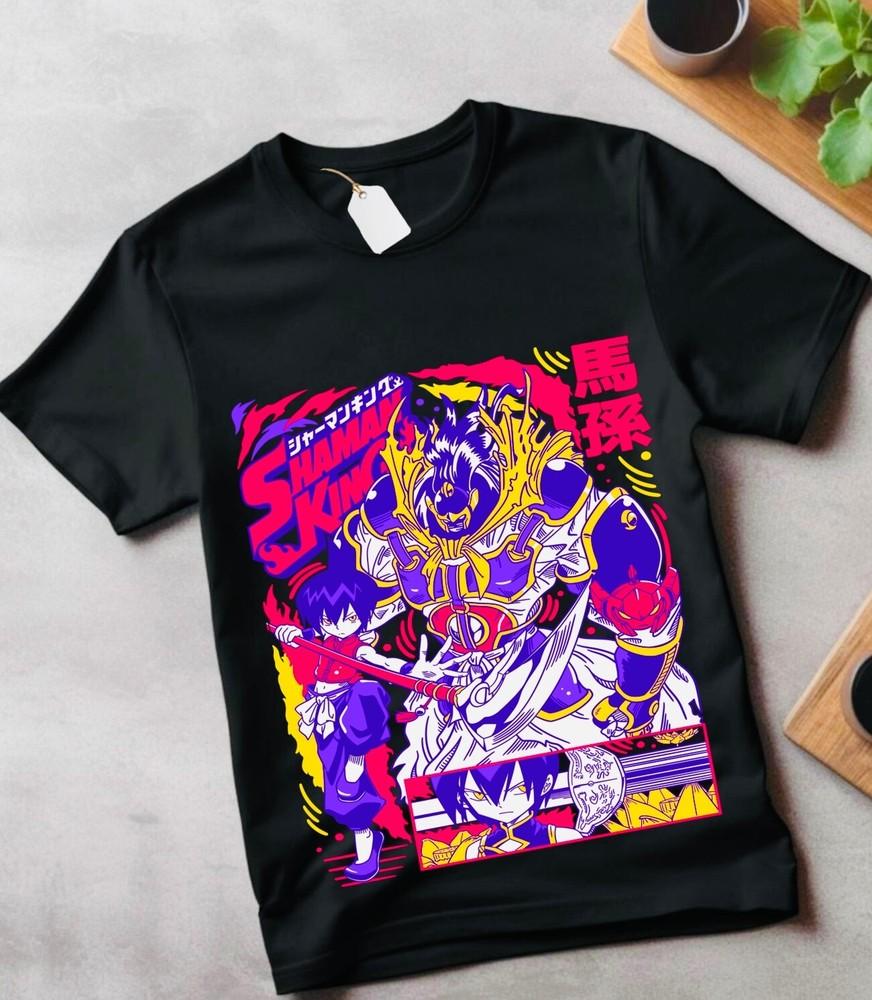 

Len Tao Shaman King T-shirt Amidamaru Yoh Asakura Anime Manga Shirt kids gift XL