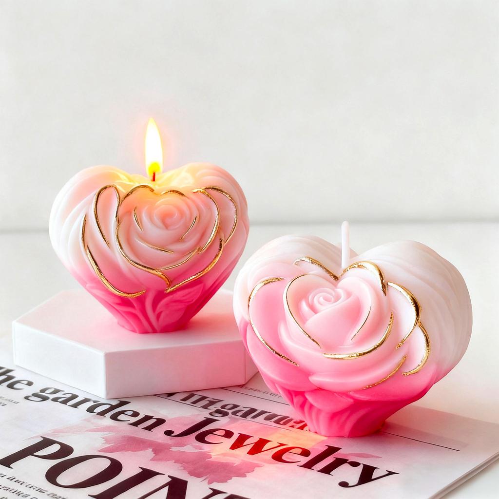 Aromatherapy Candle Mold High-Temperature Resistant Heart Silicone Mold Valentine'S Day Candle Mold Food-Grade For Resin Plaster