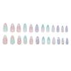 Instants Glamours 24PCS False Nail Set Featuring 3D Seashells Rhinestones Artwork Gradient Holographics Finish Reusable Press On Nail Multi Sizes