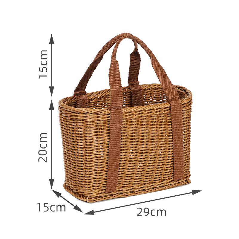 Hand Woven Picnic Basket Imitation Rattan Large Shopping Baskets Fruit Vegetable Storage Basket With Handle