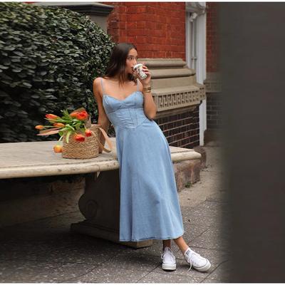 New Sleeveless Spaghetti Strap Dress for Women Summer Fashion Elegant Casual Solid Color Beach Party Holiday Dresses Women Clothes