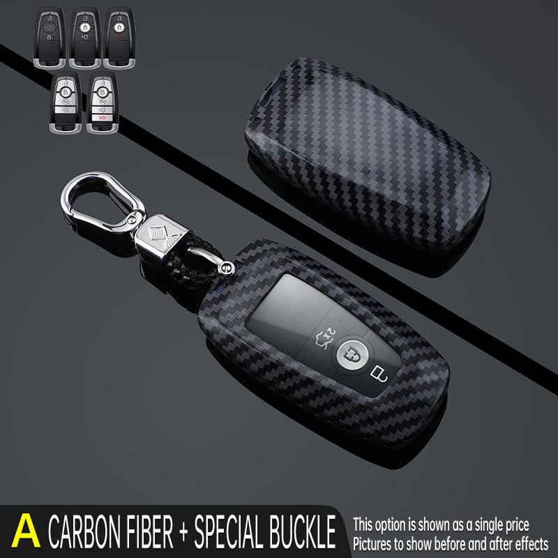 Abs Carbon Fiber Car Key Cover Case For Ford Mondeo Explorer Edge Expedition F250 F150 F-350 F-450 Fusion Mustang Lincoln Mkx M