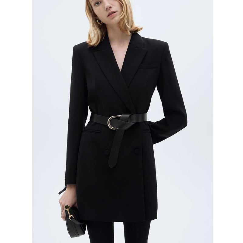 Fall and Winter New Women's Clothing Business Casual Belt Decorative Suit Outwear Mini Dress 87070630