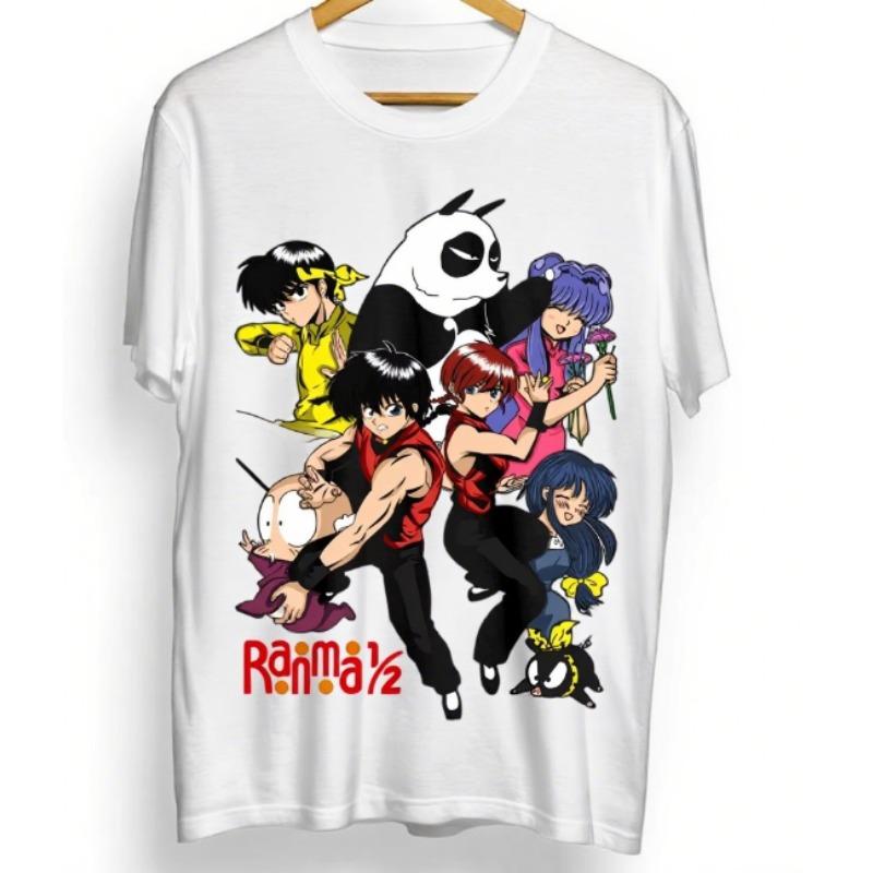 

Трендовая летняя косплей-футболка нейтрального черно-белого цвета Rumiko Takahashi Ranma 1/2 Девушка Каваи Смешная черная футболка Все размеры 4XL