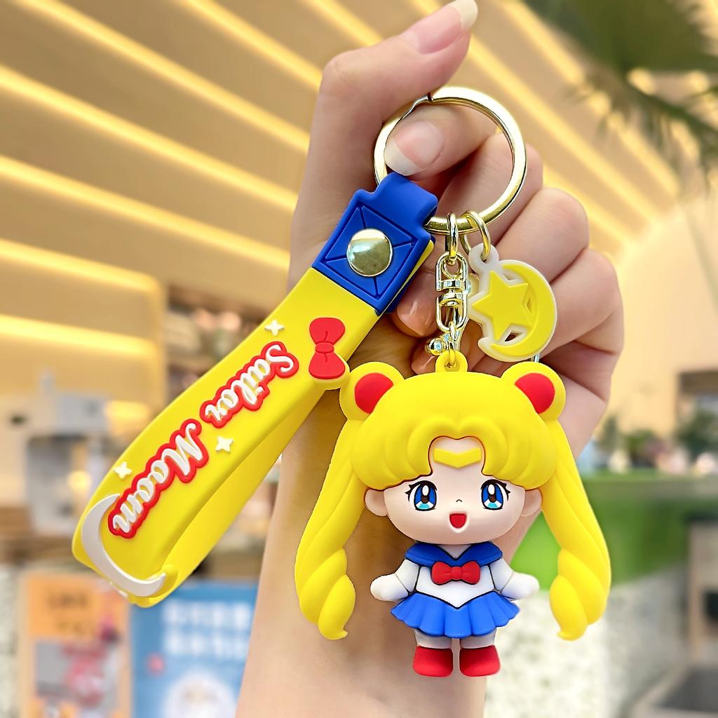 Sailor Moon Keychain Cartoon Anime Cute Cat Figure Keyring Bag Car Key Chain Christmas Gifts