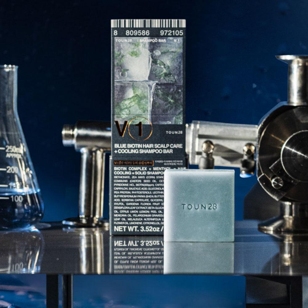 TOUN28 V1 Shampoo Bar Blau Biotin Kopfhautkühlung 100g