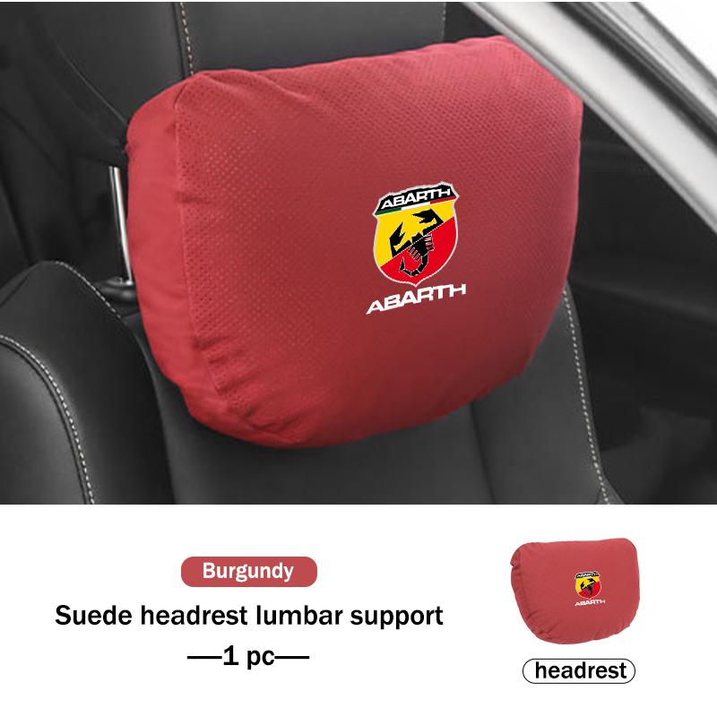 Car Suede Seat Headrest Neck Pillow Soft Cushion Lumbar Support For Abarth Freemont Strada 500x Grande Punto Ducato Stilo Palio