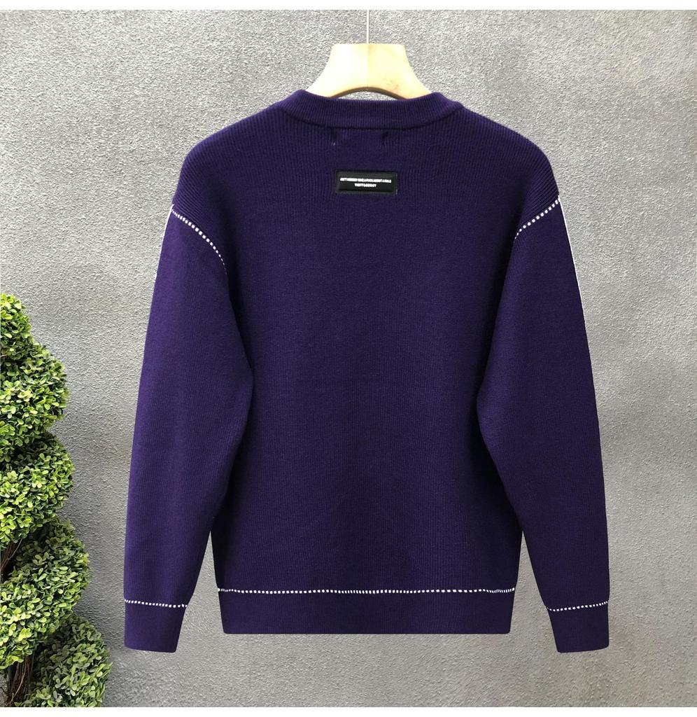 Men's Korean Style Contrast Stitch Knit Sweater - Autumn/Winter Trend 2025