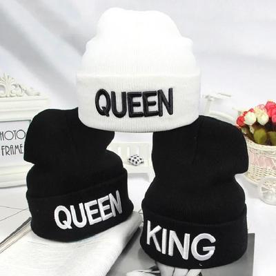 Men and Women Hip Hop Winter Beanies Fashion Knitted Caps Letters King Queen Embroidered Caps Couple Lovers Hat