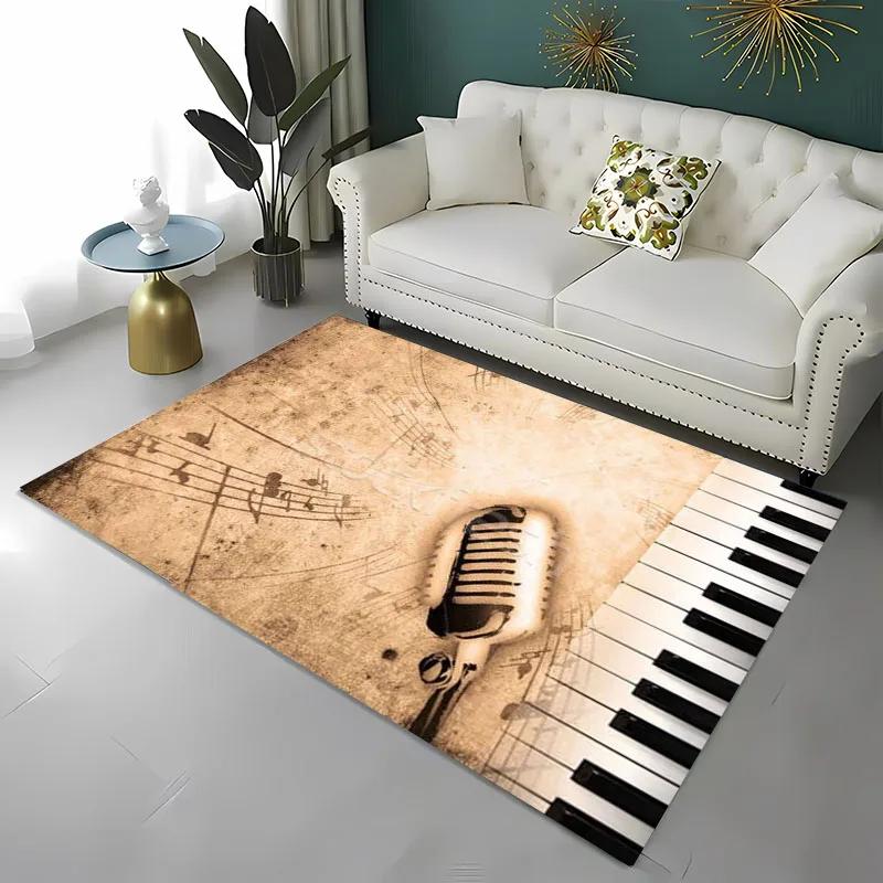 Lustiger Teppich mit Mikrofon-Aufdruck für Heim-Wohnzimmer-Dekoration Fußmatte Couchtisch-Bereichsteppich Rutschfest Schlafzimmer Bettvorleger