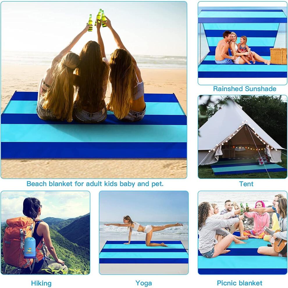 Beach Blanket 78''X81'' 4-7 Adults Oversized Lightweight Waterproof Sandproof Blanket for Beach Large Picnic Mat Travel Camping