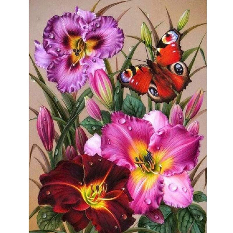 5D DIY Diamond Painting Pretty Flowers Diamond Embroidery Cross Stitch Kit Full Rhinestone Mosaic Home Decor
