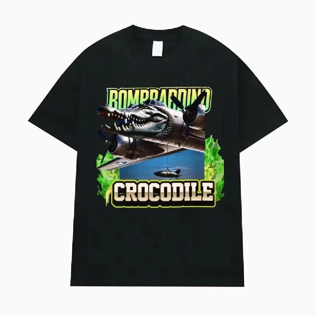 Bombardino Crocodile Funny Reptile Meme T-shirts Women Fashion Gothic T Shirt Unisex Vintage Short Sleeve T-shirt