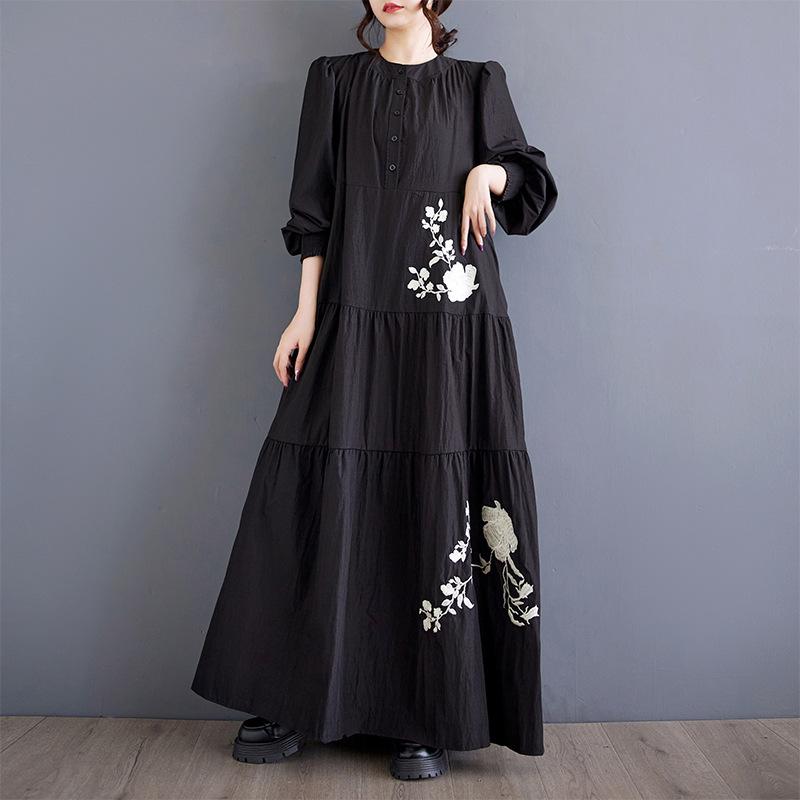 

Элегантное платье с цветочным принтом, женское модное платье-кафтан Абая, женское повседневное платье с оборками и подолом XL