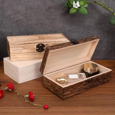 Retro Houten Sieradendoos Vintage Houten Doos Met Slot Rechthoekige Bureau Organizer Voor Ketting Armband Ring Ornamenten