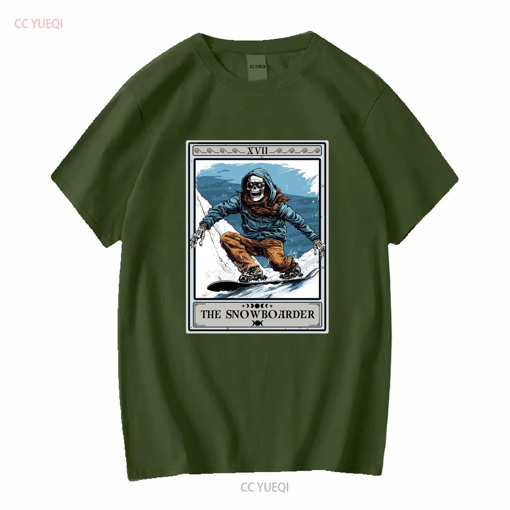 The Snowboarder Tarot Card T Shirt Snowboarding Vintage Washed Soft Top For Everyday Wear Versatile Breathable Casual