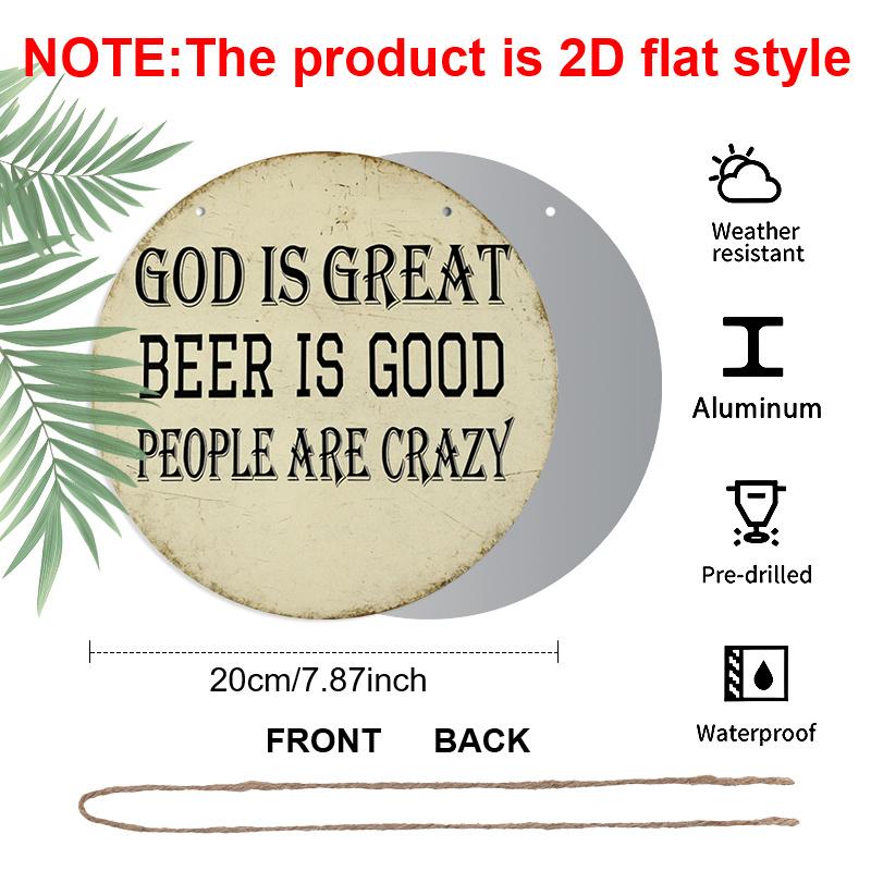 

2D Flat 1pc, 8x8 in, Faith Beer Crazy Theme Aluminum Metal Sign - Beer-Themed Wall Decor with Brewing Art for Home, Bar, Office - Durable Beer & Hops 1pc