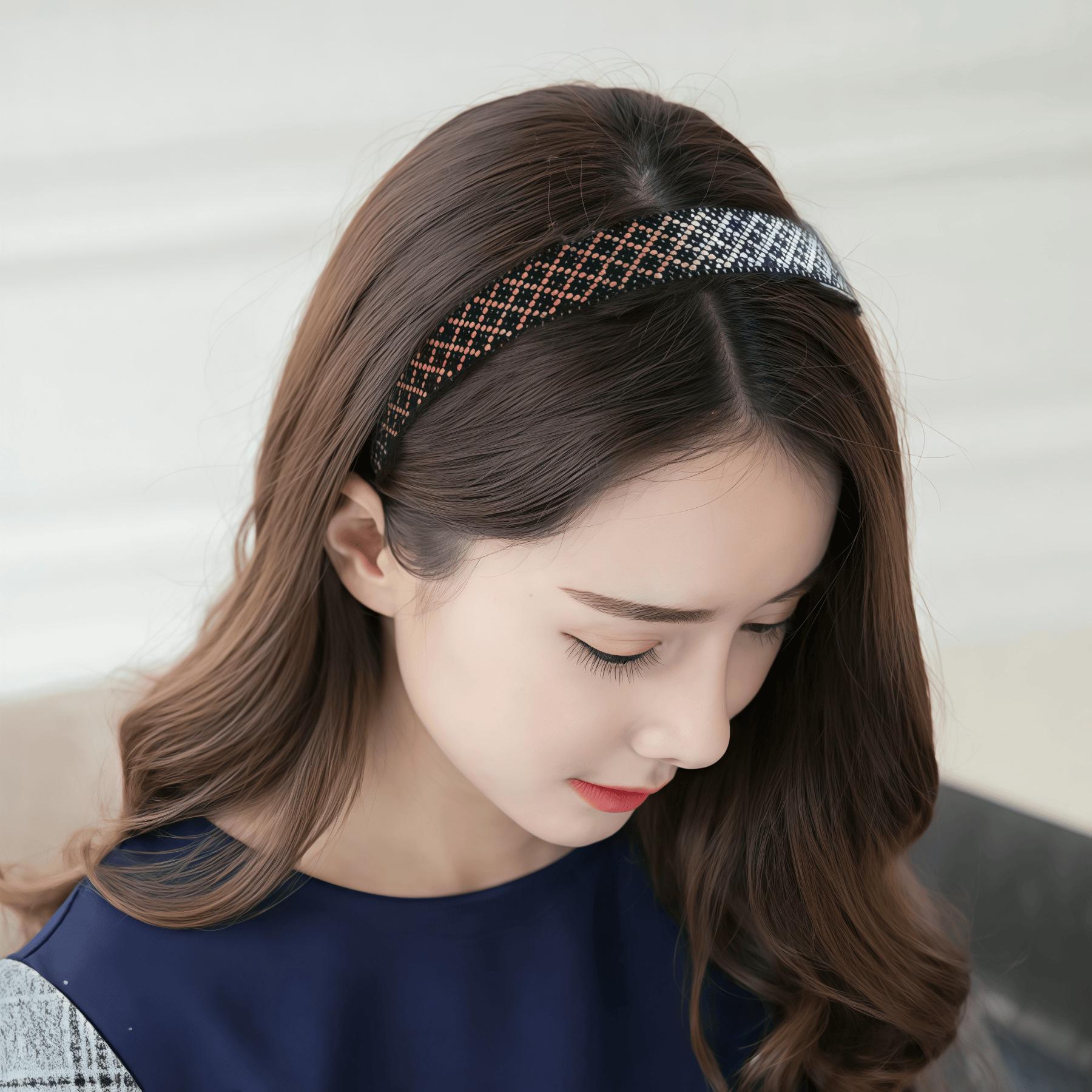 

Handmade White Rhinestone Crystal Headband with Non-Slip Inner Teeth