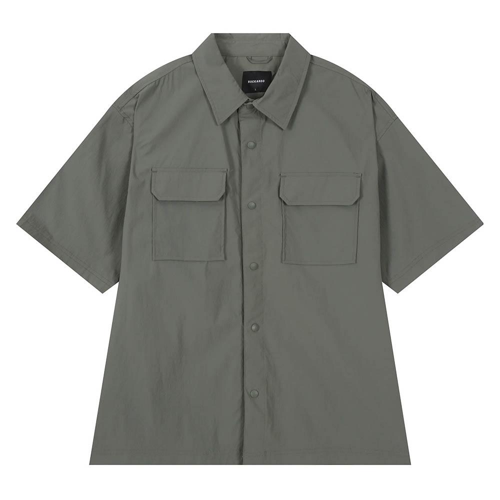 Burkeru Nylon Out-Pocket Short Sleeve Shirt Khaki Khaki_M