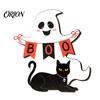 Holiday Party Supplies Halloween Wooden Hanging Sign, Rustic Ghost Bat Black Cat Witch Hat Wall Decor, Balcony Window Decor Spooky Pendant with
