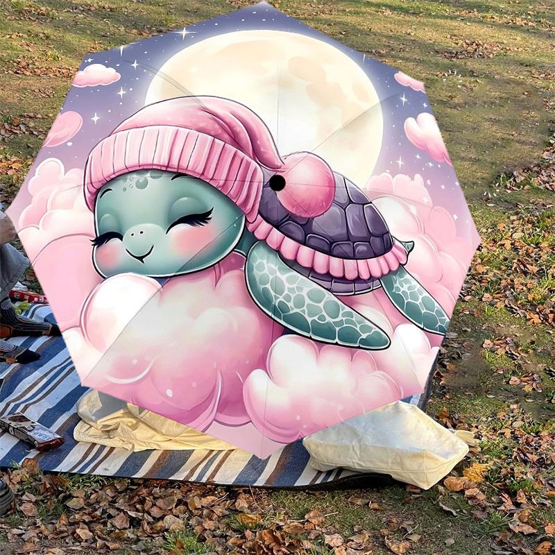 1PC Turtle Moon Umbrella-8-Rib Reinforced, Automatic Open, Lightweight & Durable, Fashion Accessory for Outdoor, H0378