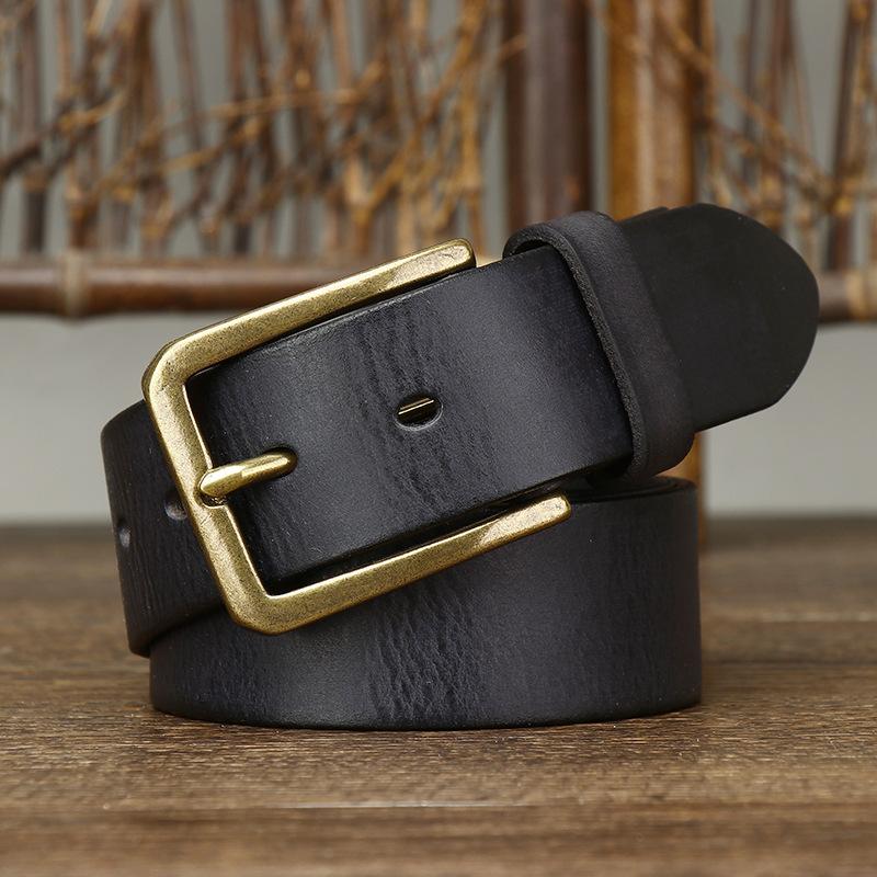 Belt Men's First Layer Cowhide Leather Pin Buckle Belt Men's Casual All-Match Young and Middle-Aged Korean Style Trendy Pant Belt