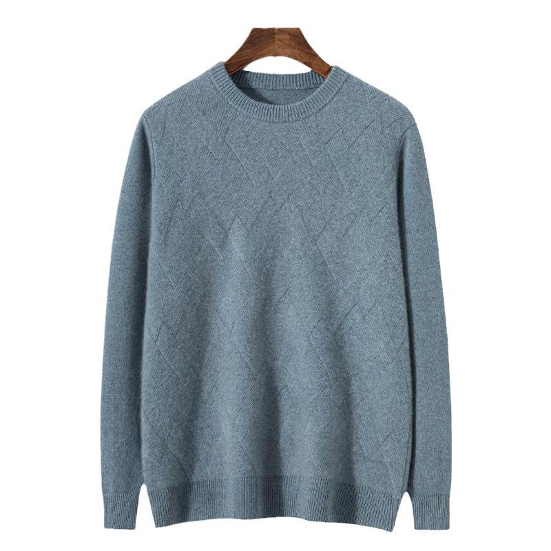 Men's Autumn/Winter Thickened Pure Cashmere Crew Neck Sweater - Business Casual Knit.