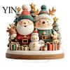 Seasonal Home Accents Christmas Village Houses Table Decoration, Snow Scene Patterns 2D Acrylic Santa Claus Hanging Decor Ornament, Decorative
