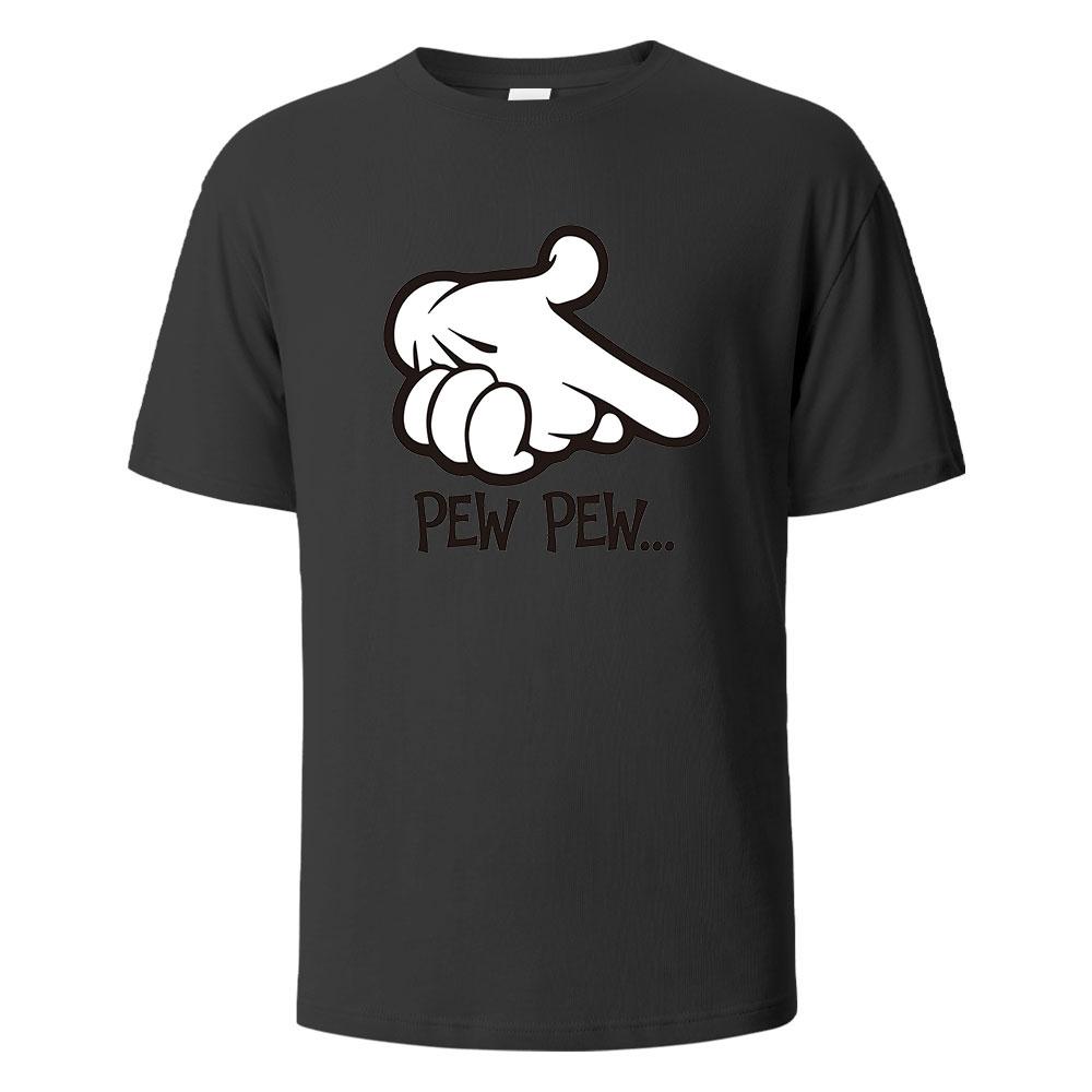 Pew Pew Print TShirt 100 Cotton Summer Tees For Men Women Oversize Casual Tops