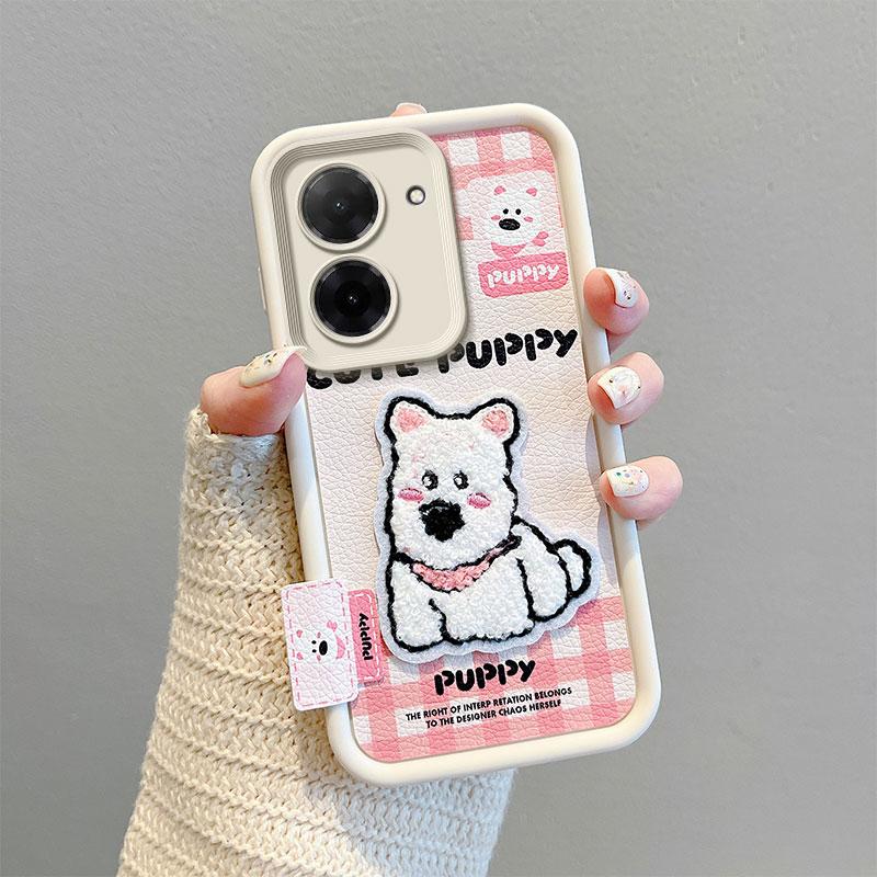 KEYSION Cartoon Cute Plush Embroidery Case for Xiaomi POCO C71 with Lanyard Soft Silicone Shockproof Phone Cover for Redmi A5 4G