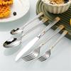 Half Gold Roman 304 Stainless Steel Cutlery Tableware Set Luxury Weeding Holiday Gift Knife Spoon Fork Teaspoon Teafork Service