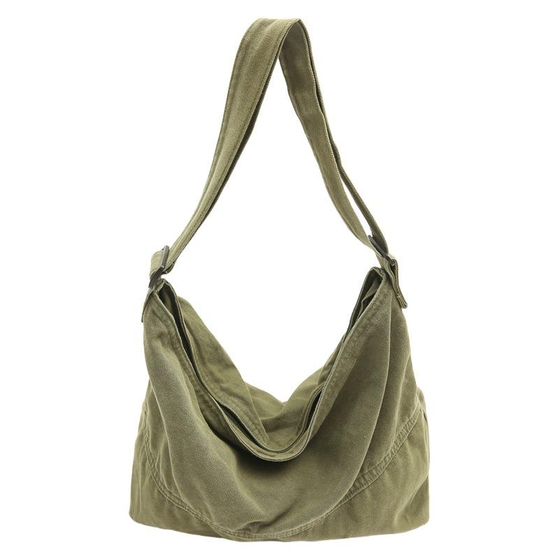 Lazy Wind Large Capacity Messenger Bag Washed Canvas Bag Retro Wear-resistant Shoulder Bag Women's Class Book Backpack