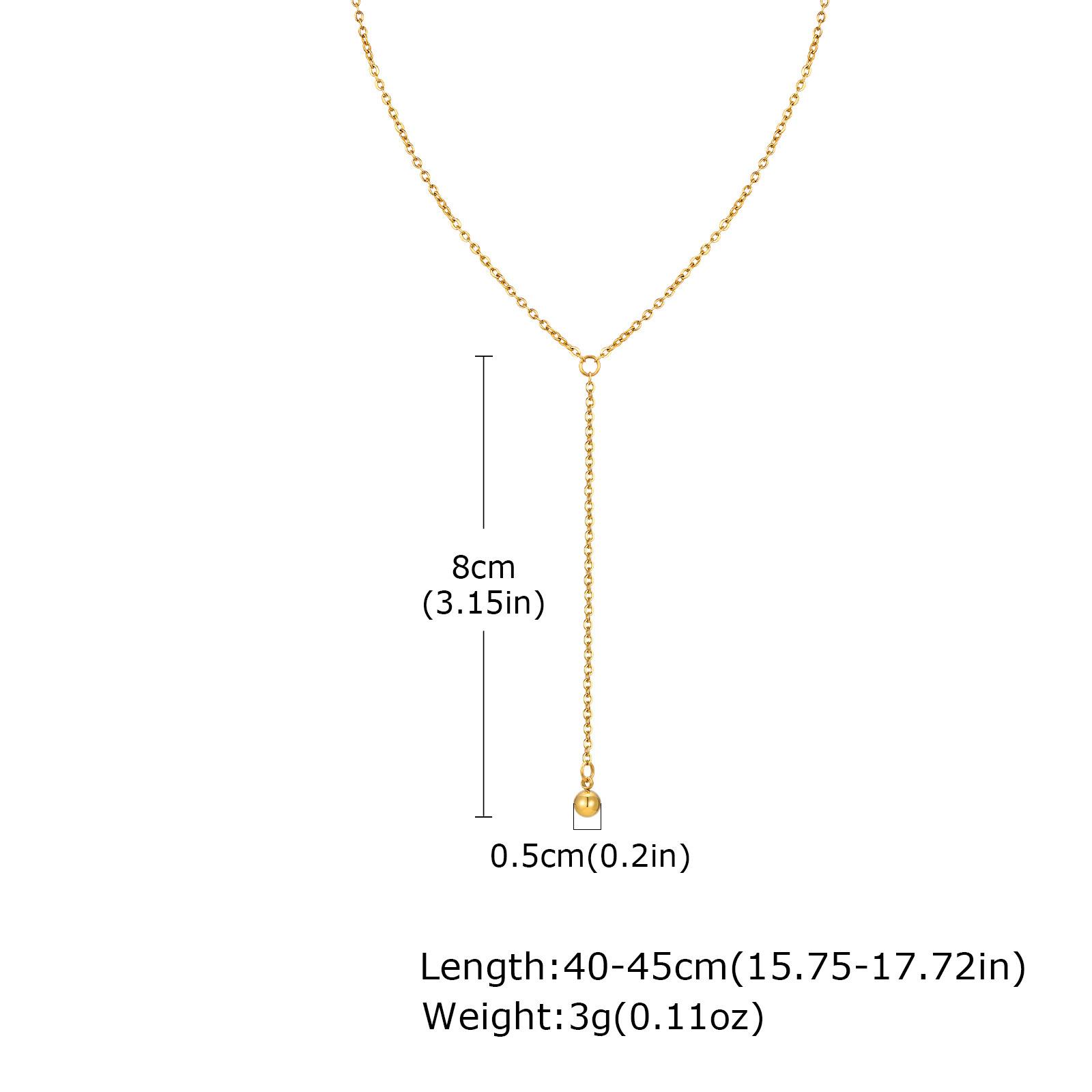 Stainless Steel Flat Cross Chain Round Bead Y Necklace 18K Gold Ladies Fashion Jewelry 1971 золотой