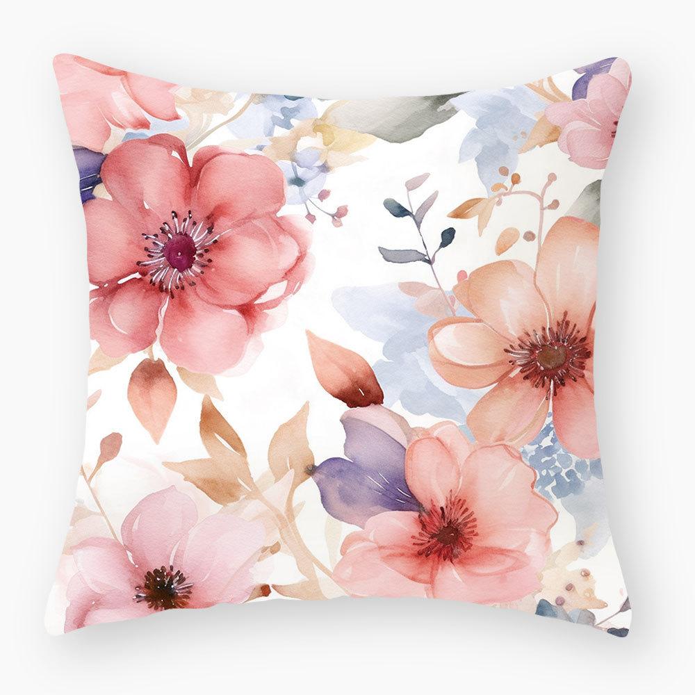 New Plant and Flower Print Pillowcase, Home Sofa Bedside Pillow Cushion Cover, Car Seat Cushion Cover